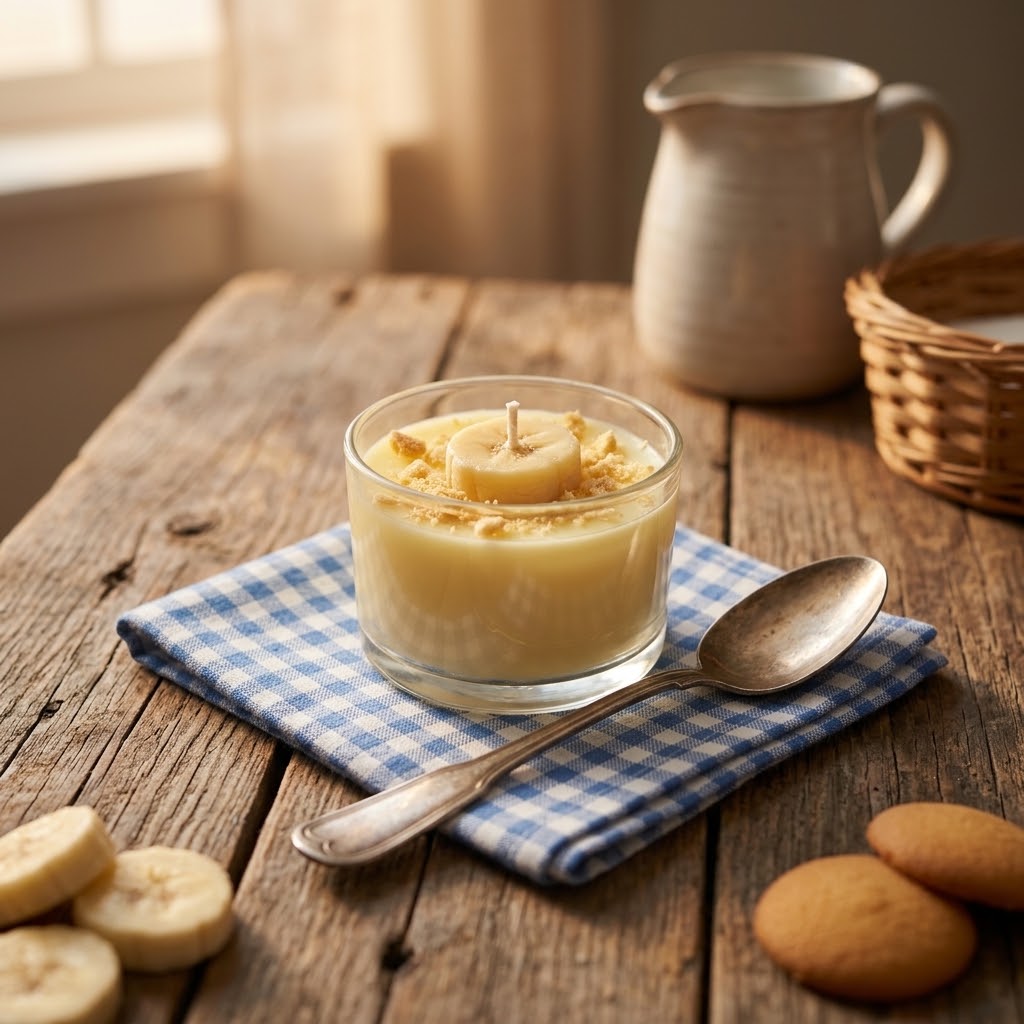Banana Pudding Soy Wax Candle – Realistic Gourmet Dessert Scented Candle with Banana Design