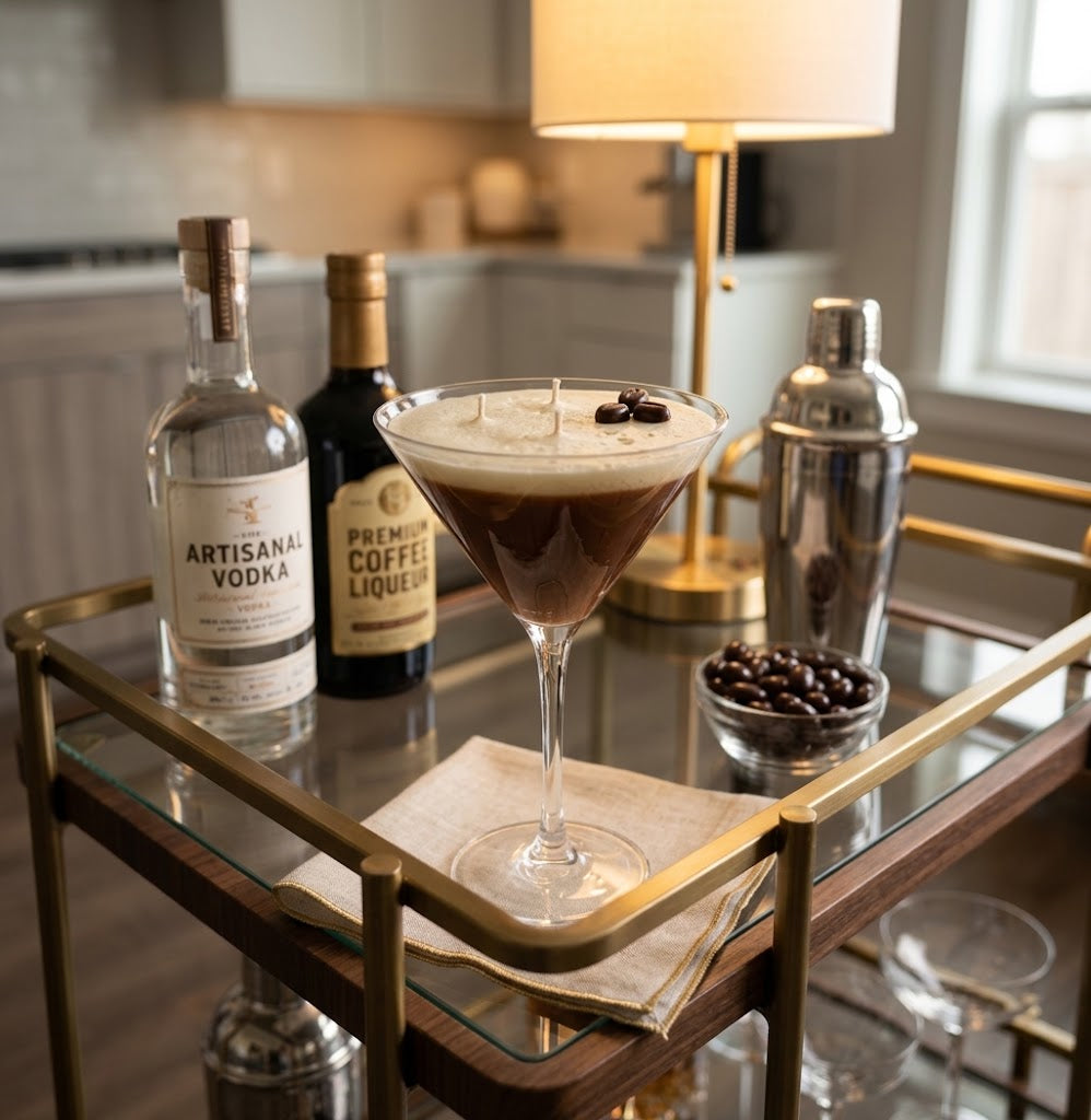 Espresso Martini Soy Wax Candle – Realistic Cocktail & Coffee Scented Candle in a Martini Glass