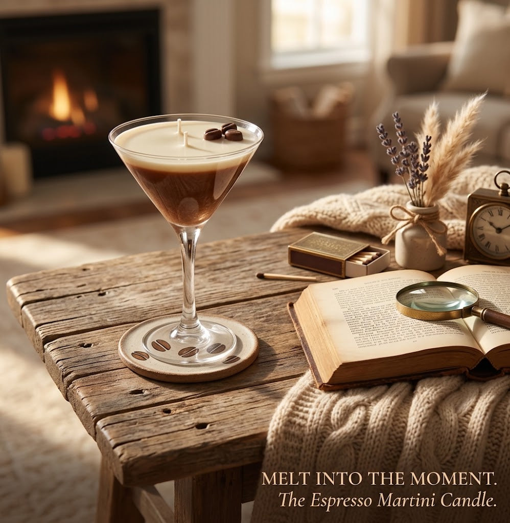 Espresso Martini Soy Wax Candle – Realistic Cocktail & Coffee Scented Candle in a Martini Glass