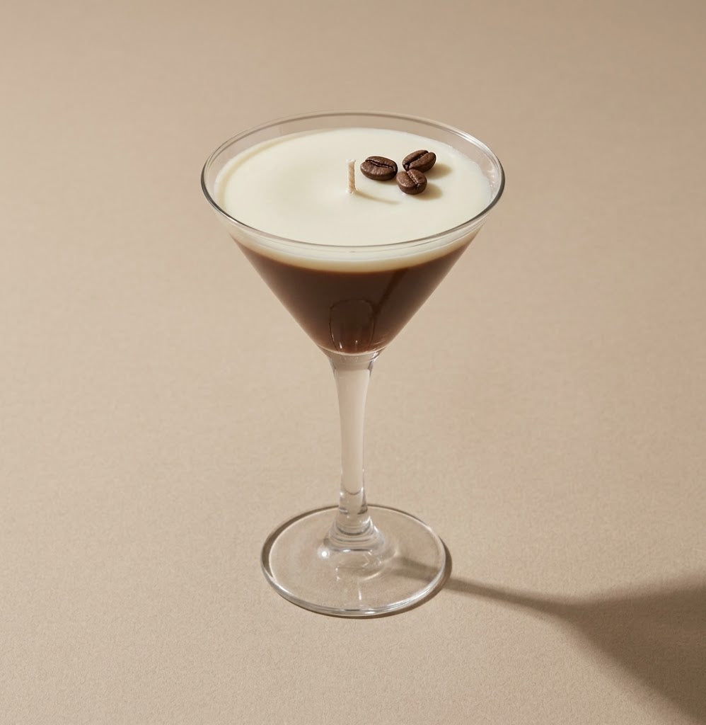 Espresso Martini Soy Wax Candle – Realistic Cocktail & Coffee Scented Candle in a Martini Glass