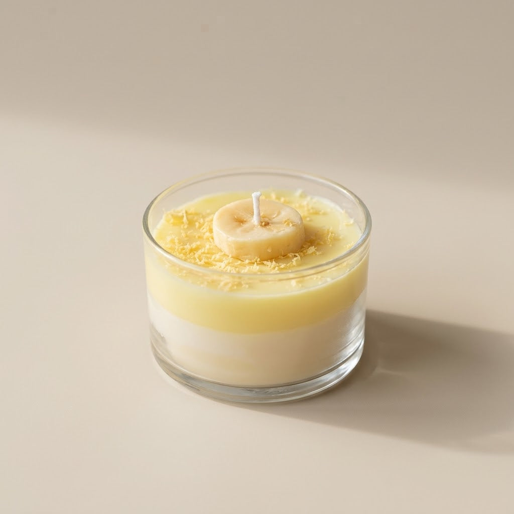 Banana Pudding Soy Wax Candle – Realistic Gourmet Dessert Scented Candle with Banana Design