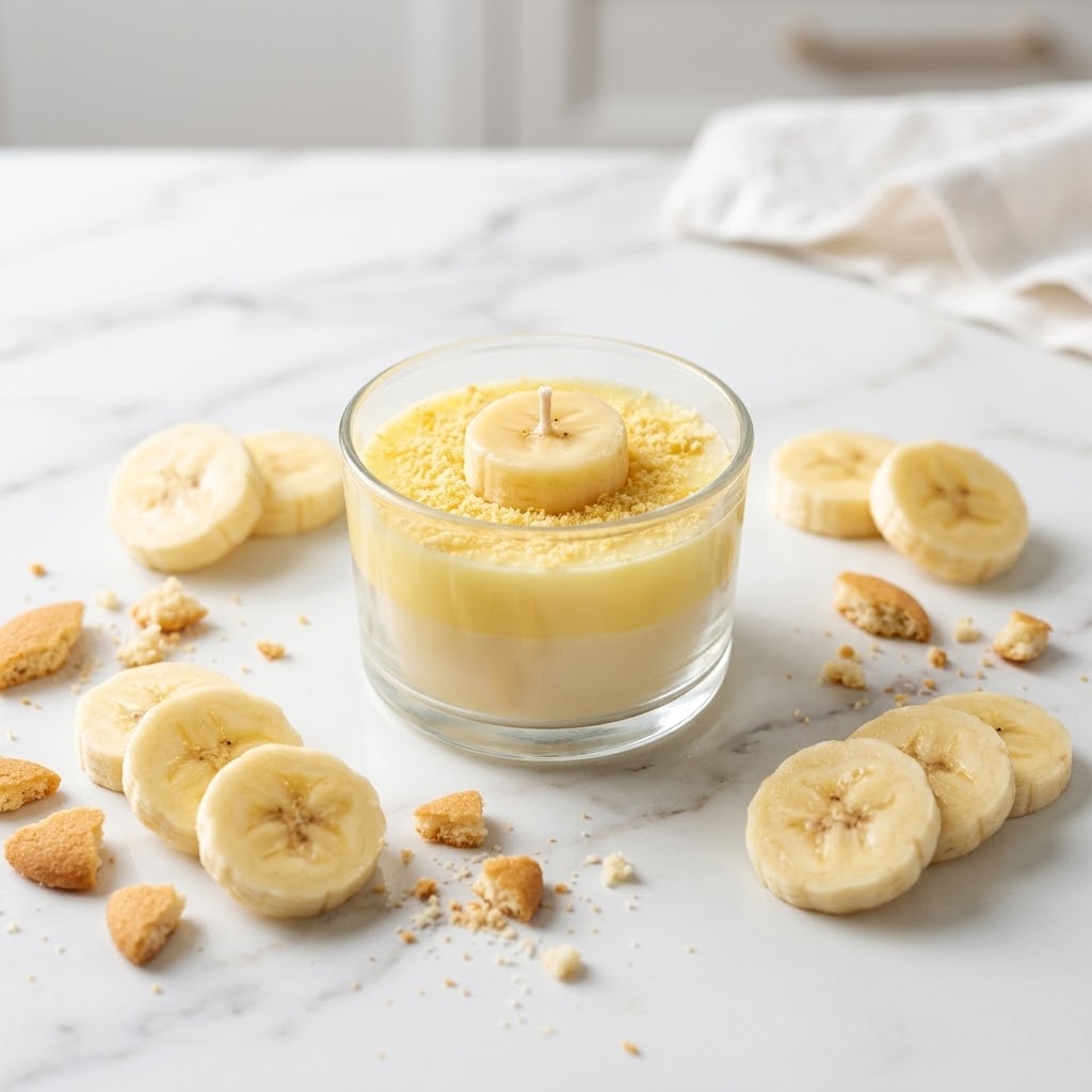 Banana Pudding Soy Wax Candle – Realistic Gourmet Dessert Scented Candle with Banana Design