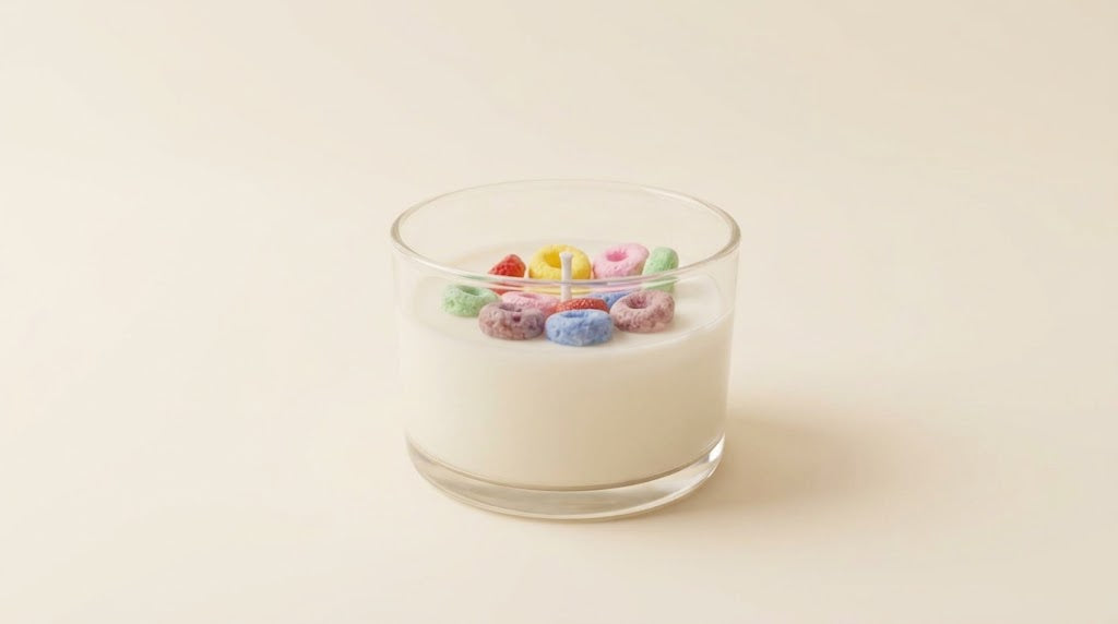 Fruity Cereal Bowl Soy Wax Candle – Nostalgic Fruit Loops & Sweet Milk Scented Food Candle