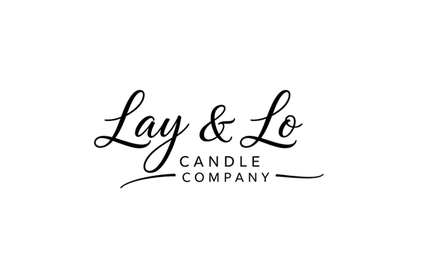 cursive writing Lay & Lo Candle Company logo with transparent logo