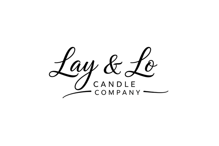 cursive writing Lay & Lo Candle Company logo with transparent logo